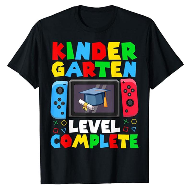 Kindergarten Level Complete Last Day of School Graduate Boys T-Shirt Sons Nephew Graduated Gift Short Sleeve Blouses Graphic Tee