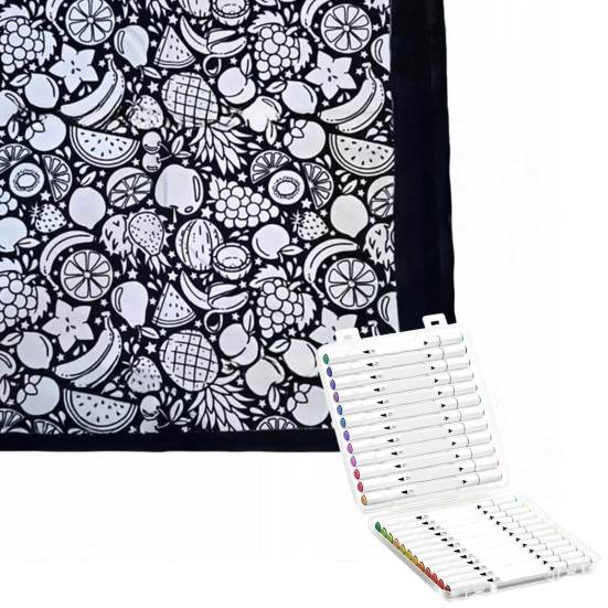 DIY Coloring Blanket Color Your Own Blanket DIY Coloring with 24 Markers Customizable Washable Throw Blanket for Home Decor Party Art Project