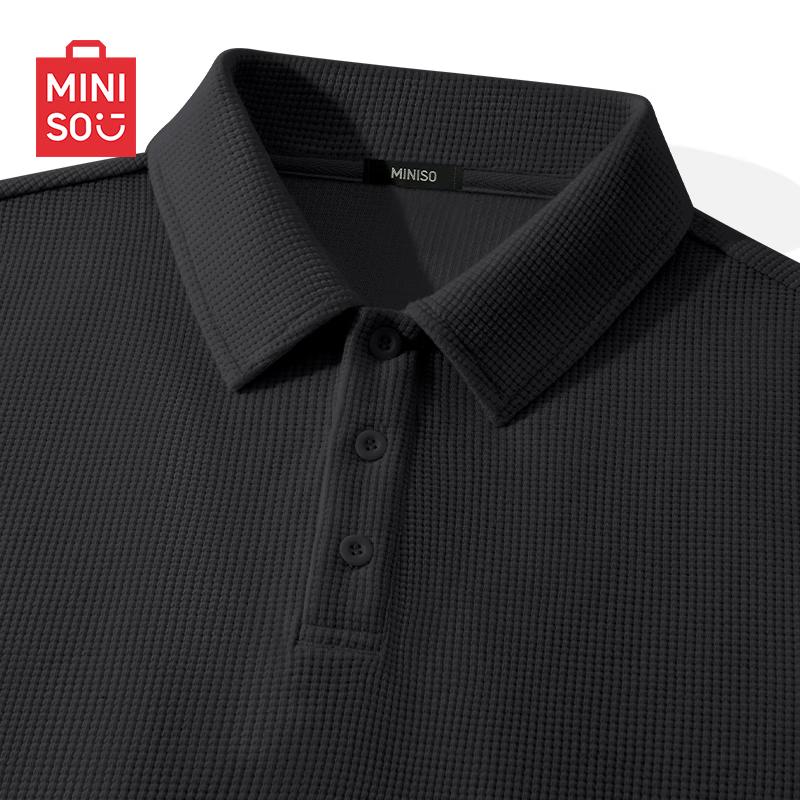 MINISO Men s Waffle Knit Short Sleeve Polo Shirt 3XL