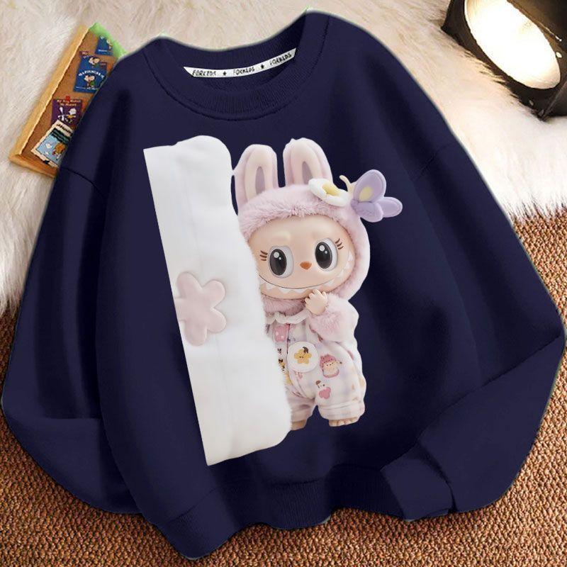 

Милые толстовки с круглым вырезом для мальчиков и девочек на весну и осень, детские повседневные куртки свободного кроя с длинным рукавом 160