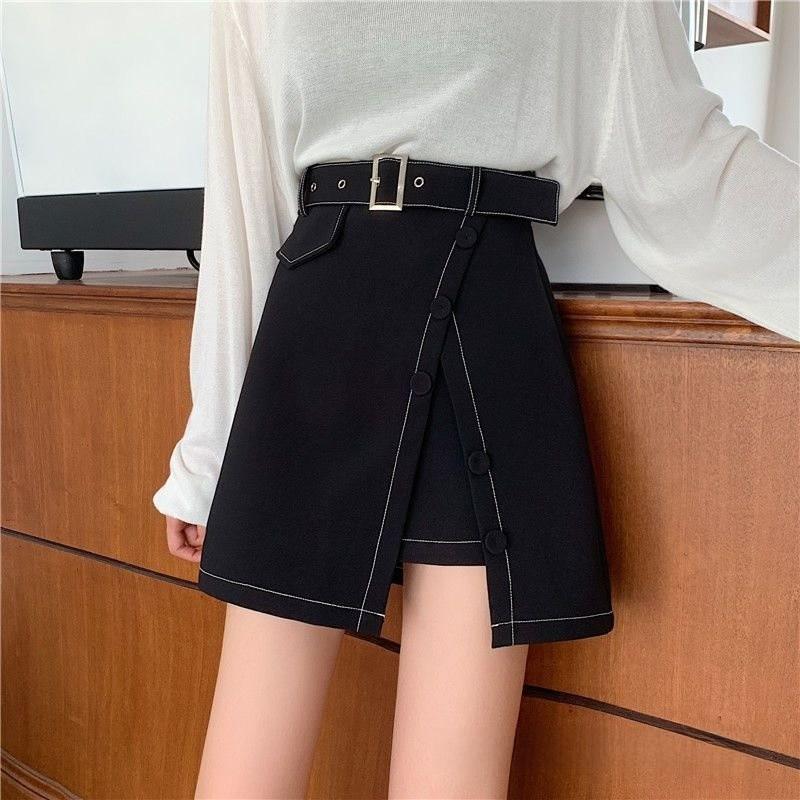 Elegant High Waist Slimming Short Skirt With Decorative Stitching For Women Spring Fashion