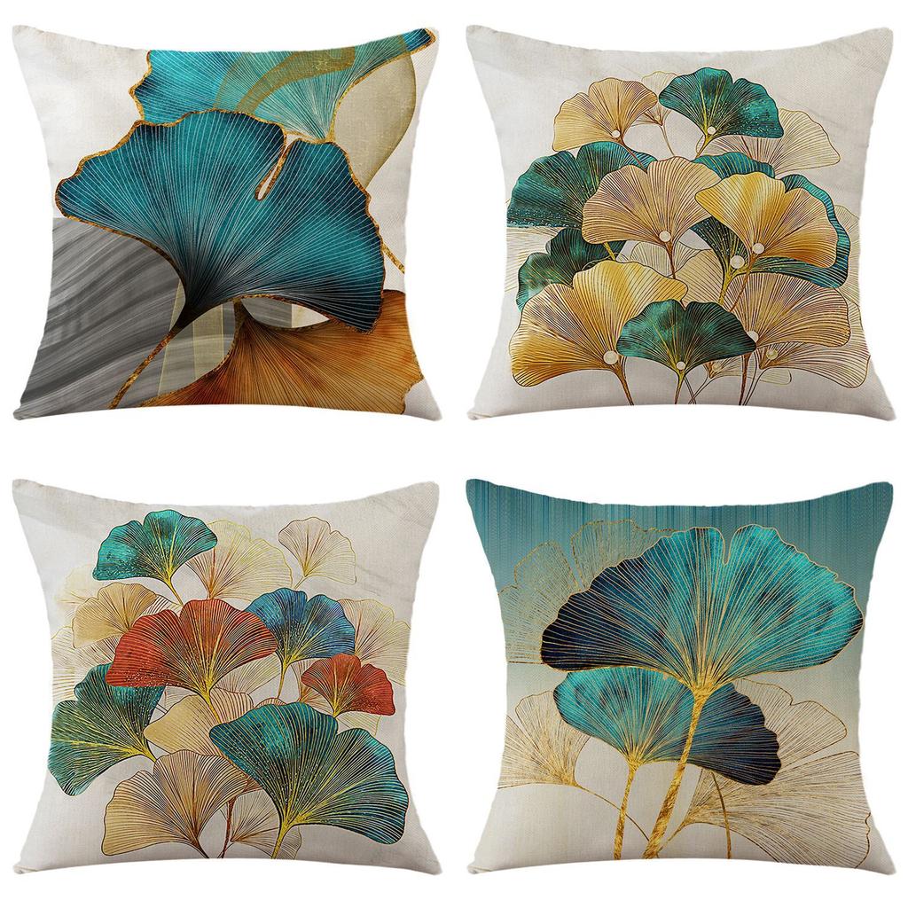 Pillow Home Ginkgo Plant Print Car Cushion Bedside Cushion Pillow Cover
