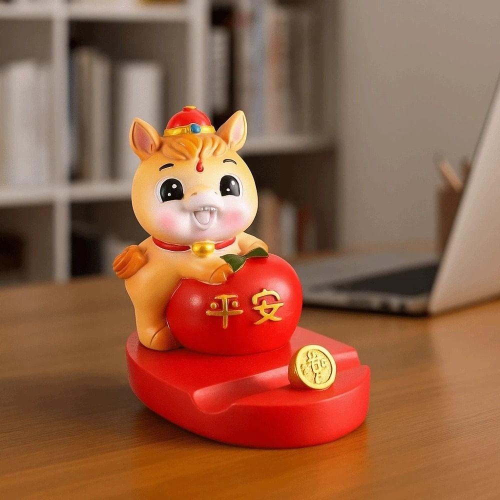 Mascot Lion Dance Ornaments Festival Decorative Mobile Phone Stand Horse Year Figurines  Table Desk