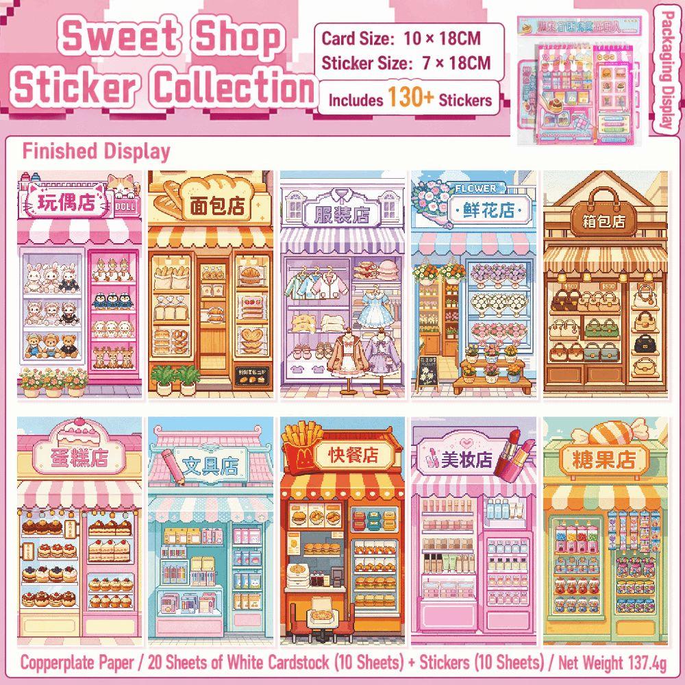 Store Stocking 3D Scene Sticker Book 10 Scenes PET Landscape Scene Sticker DIY Crafts Stacking Sticker Miniature Scene Sticker