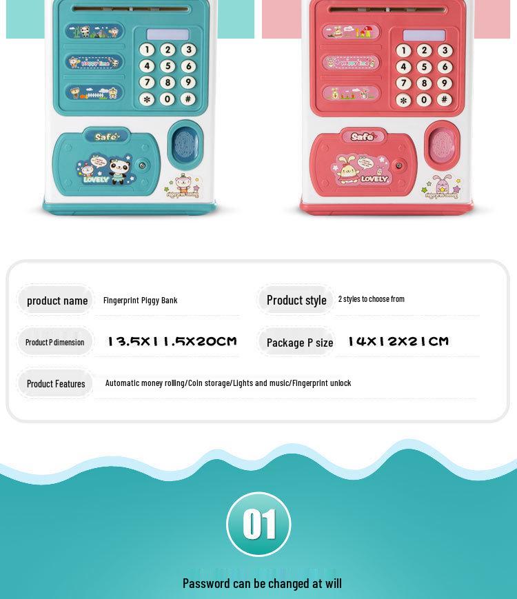 Children's Fingerprint Piggy Bank: Multifunctional Electric Coin Safe & Password Box Toy
