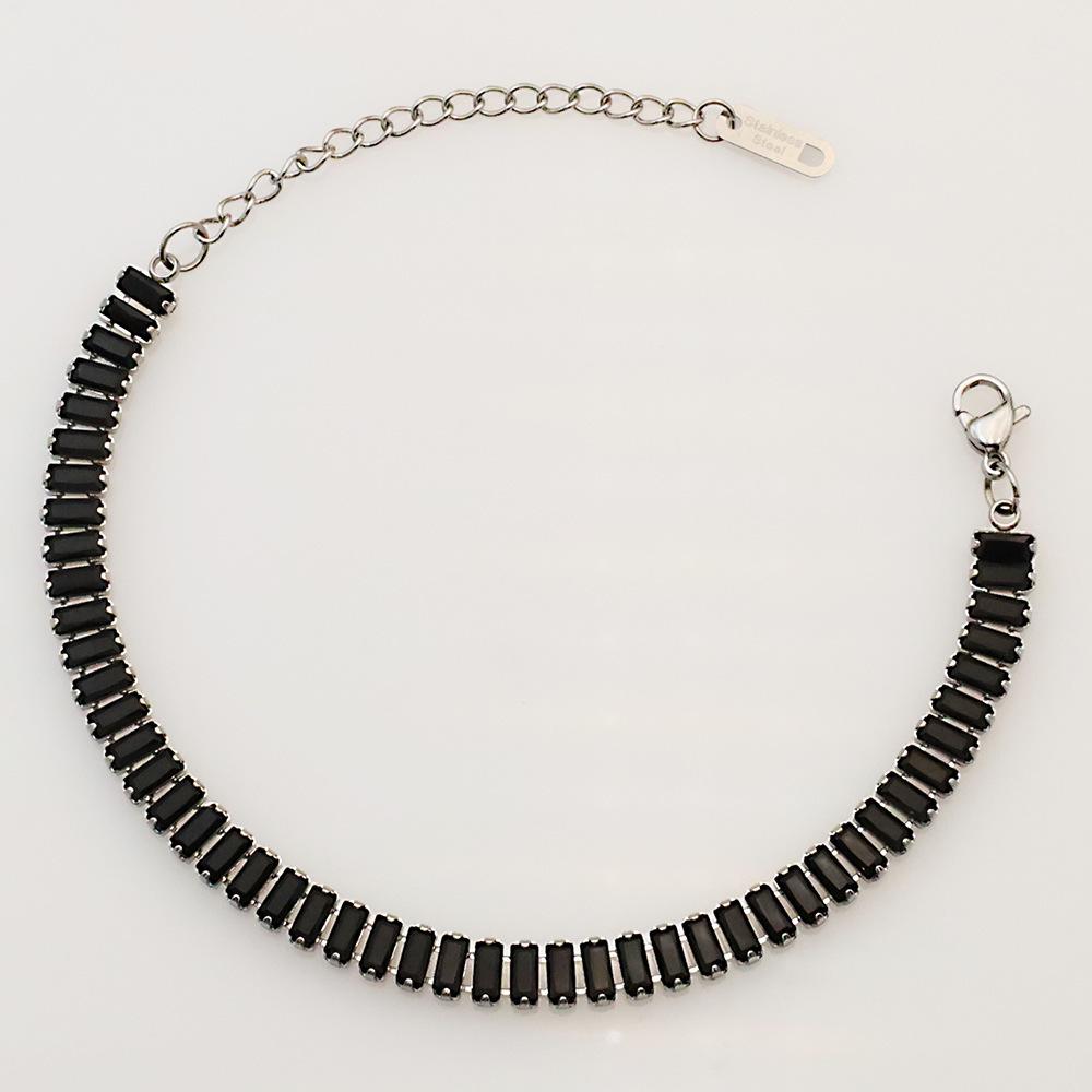 Emerald Zircon Bracelet Hand Jewelry, The Same Niche High-End Titanium Steel Zircon Bracelet For Men And Women