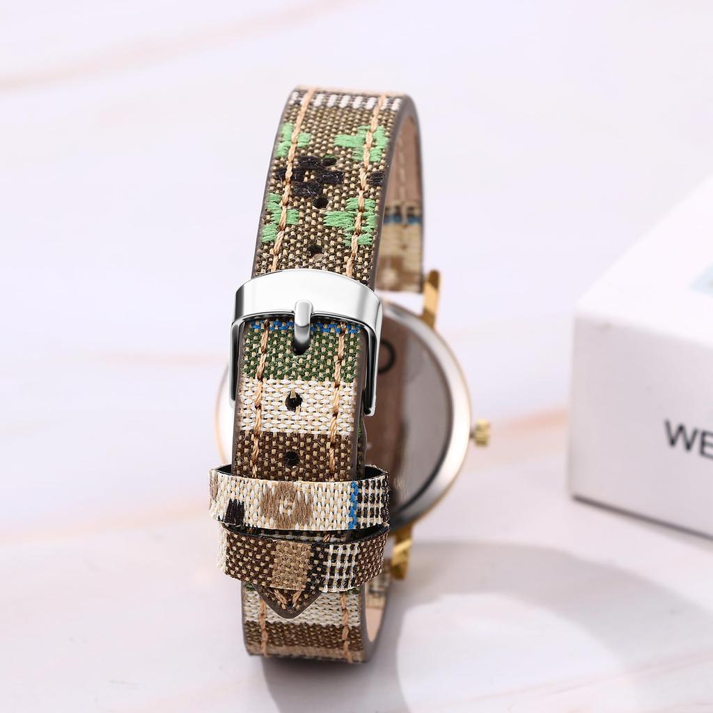 Böhmische Armbanduhr mit geflochtenem, verstellbarem Echtquarz-Analog, groß, leicht zu, stilvoll, niedlich und lässig, Tagesgeschenk für sie, Damenarmbandlänge,