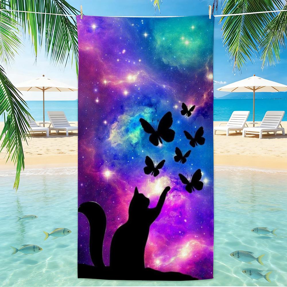 Ultra Fine Fiber Butterfly Flower Printed Beach Towel Must-have Multifunctional Beach Towel for Sports and Swimming Beach Towel 50x100cm