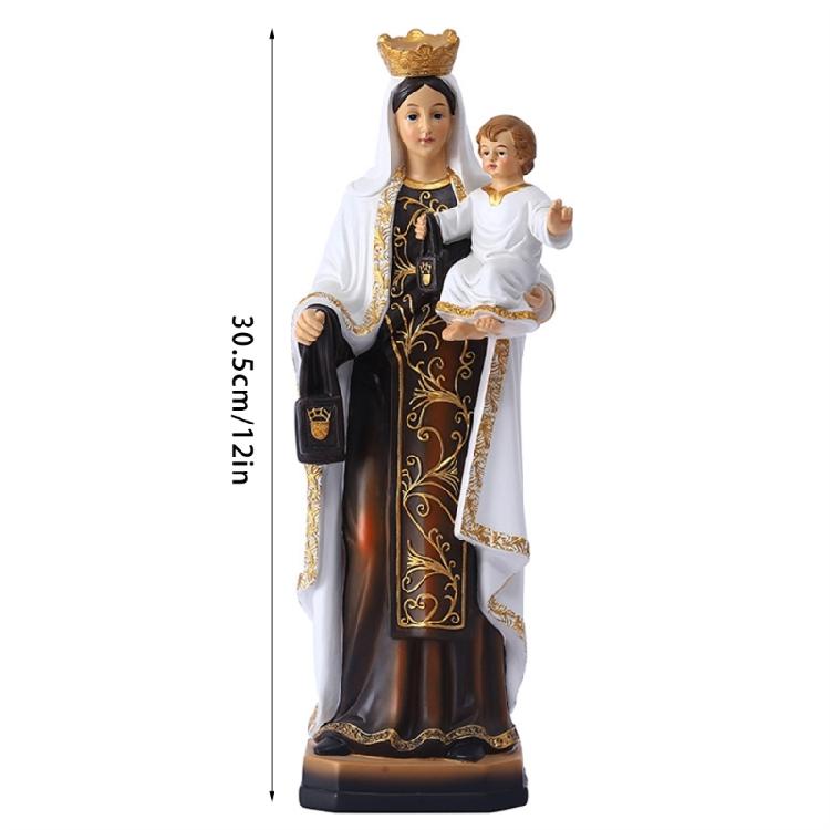 Sacred Virgin Marys Figurine With Infant Resin Virgin Marys Statue Holiday Decors For Home Mantels Desktop Centerpieces