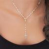 Fashion Personalized Cross Long Pendant Necklaces for Women Girls Gold Color Charm Choker  Chain Necklace Party Zircon
