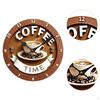 Coffee Pattern Wall Clock Decorative Round Creative Battery Operated Ornament Timepiece