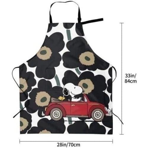 Moomin, Little My, Snoopy, Floral Print Nordic Apron, H-Shaped, Neck Strap, Easy To Move Around, with Pockets, Waterproof, Adjustable, Suitable for Nu