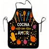 1pc Cocina Con Amor Kitchen Love Print Apron, Durable and Easy To Clean, Adjustable Waistband, Polyester Material, for Kitchen Cooking, Gardening, Orc
