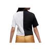 Jordan Logo Embroidered Colorblock Half-Zip Short Sleeve Drop Shoulder T-Shirt Women Tops Black White DQ4617-010