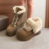 Winter Chunky Thick Sole Women Fur Snow Boots Concise Height Increase Shoes Ladies Outdoor Keep Warm Cotton Short Booties
