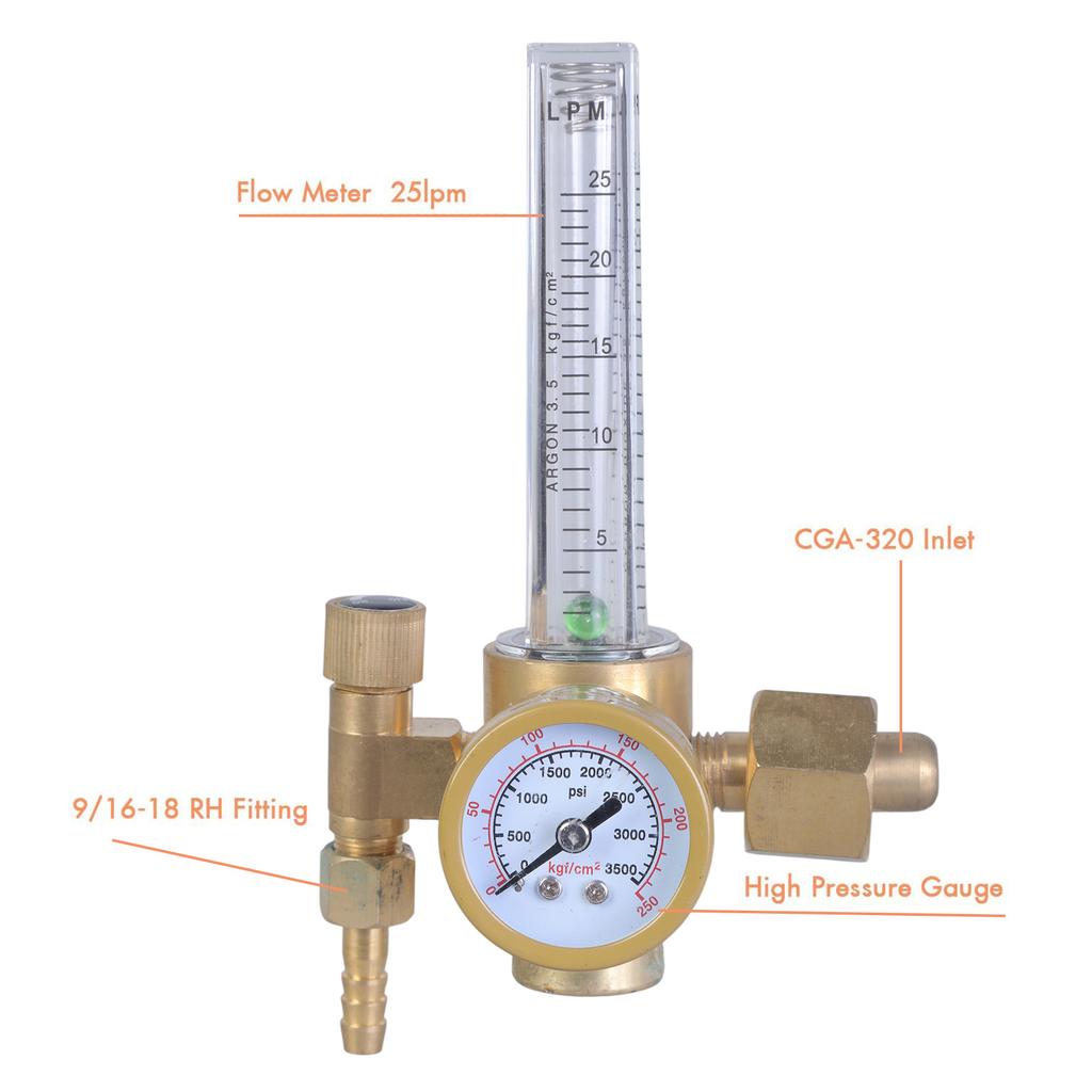 Argon Pressure Reducer Regulator Gas Flowmeter G5/8 Male Thread with Two Scales for TIG Argon Arc Welding Full Copper
