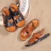TUINANLE Men's Pu Leather Sandals Summer Beach Slides Casual Retro Brown Shoes Outdoor Flip Flops Non-Slip Sandals
