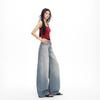 Spring Summer Vintage Wash Small Saber Lazy Floor Relaxed Denim Pants For Ladies Casual Pants Oversize Denim Trousers