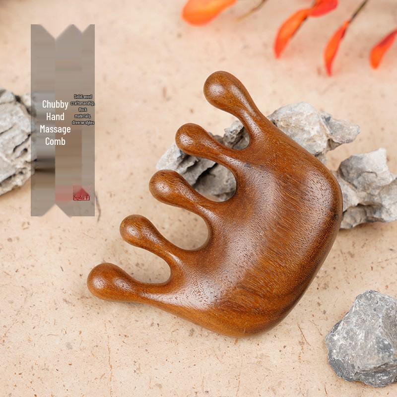 Sandalwood Scalp Massage Comb: Gua Sha Therapy with Round Head, Wide Teeth for Men & Women, Minimizes Hair Loss.