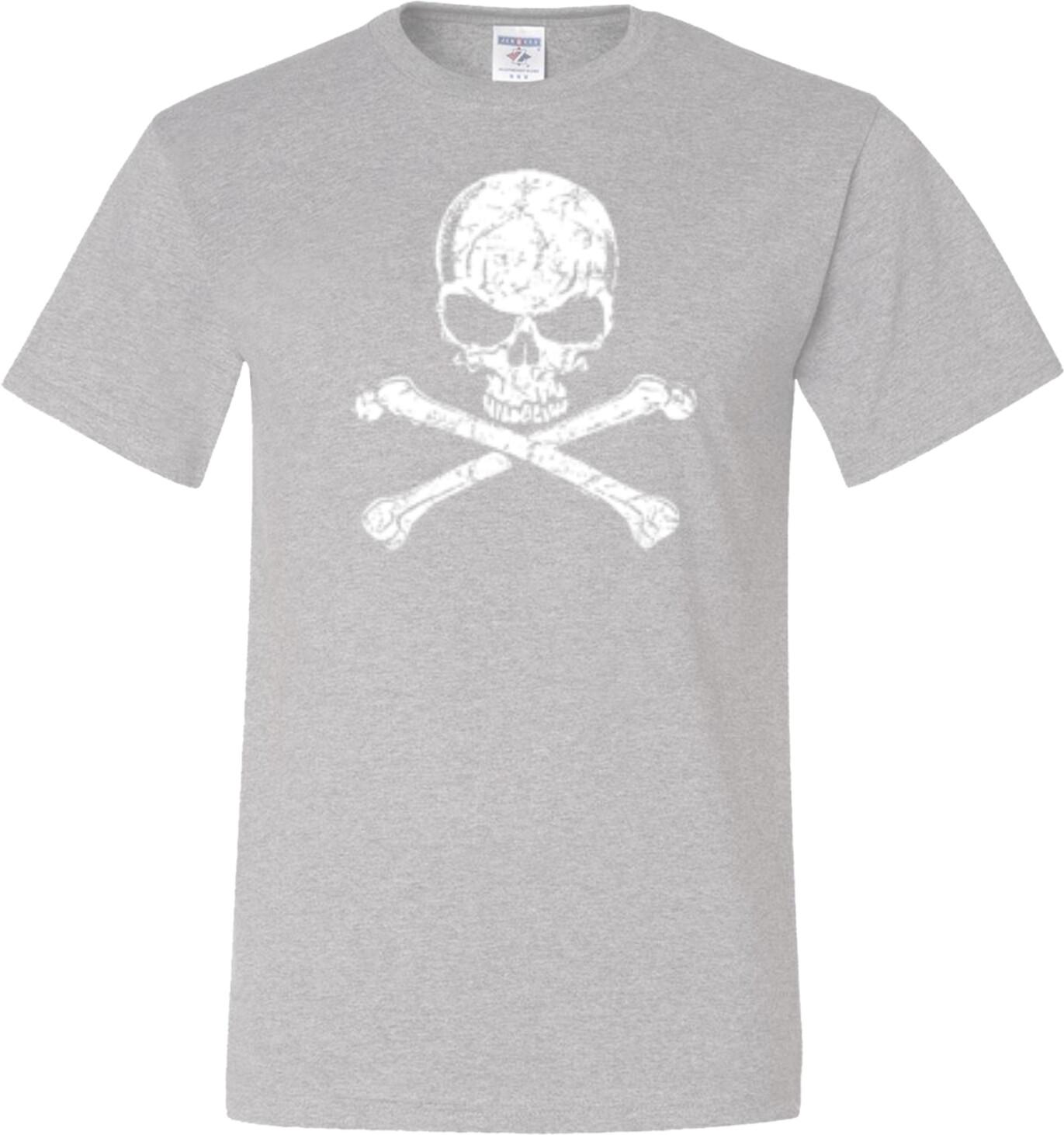 Halloween Tall T-shirt White Distressed Skull S