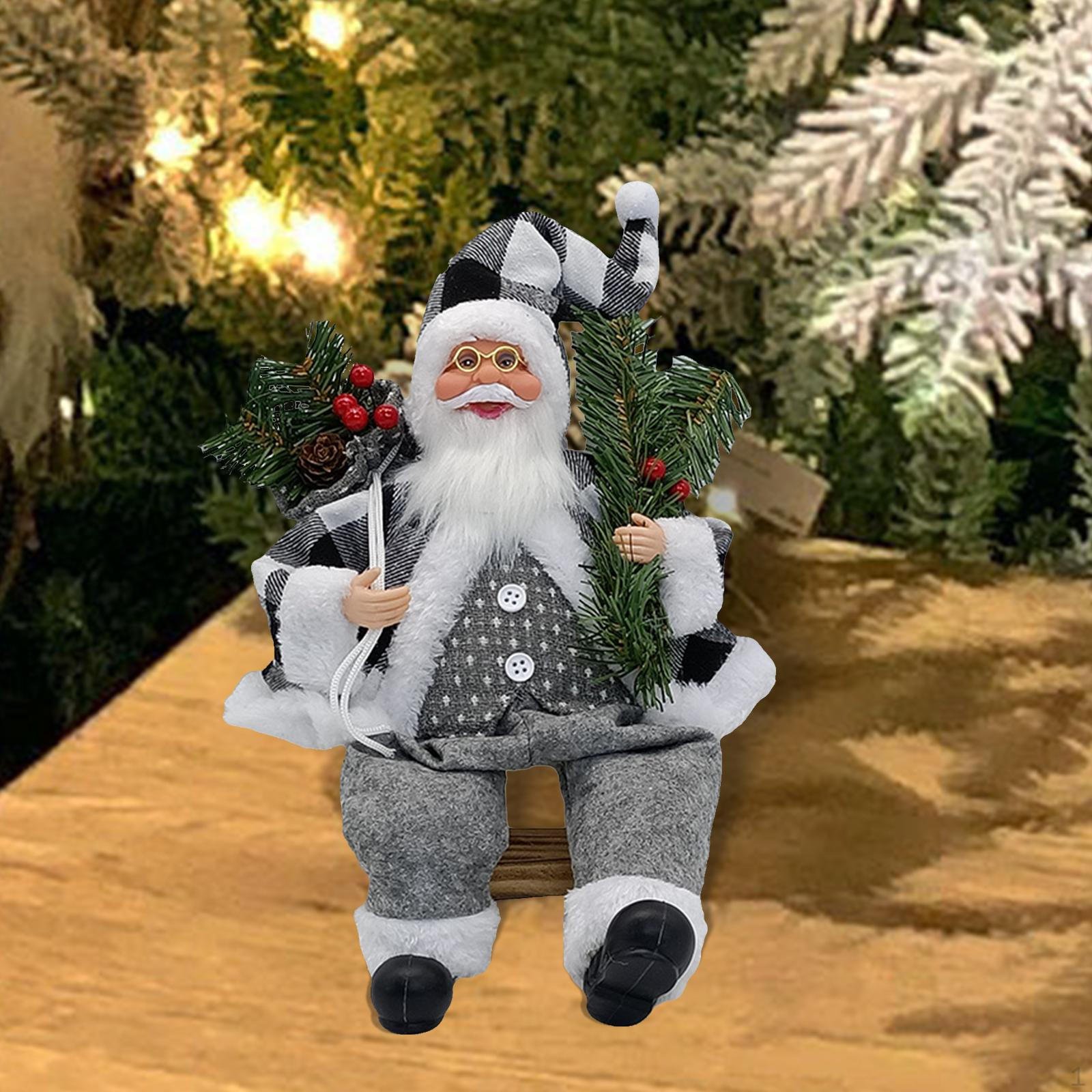 

Фигурка Санта-Клауса, сидящая кукла для рождественской елки, детские игрушки, подарочный орнамент, серый