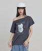 WAIKEI Mellow Dream Cloud Off-Shoulder Short-Sleeve T-Shirt Charcoal