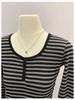 Women's European Stripe U-Neck Long-Sleeve Base Layer Shirt, Straight Shoulder Design, Spring Wear