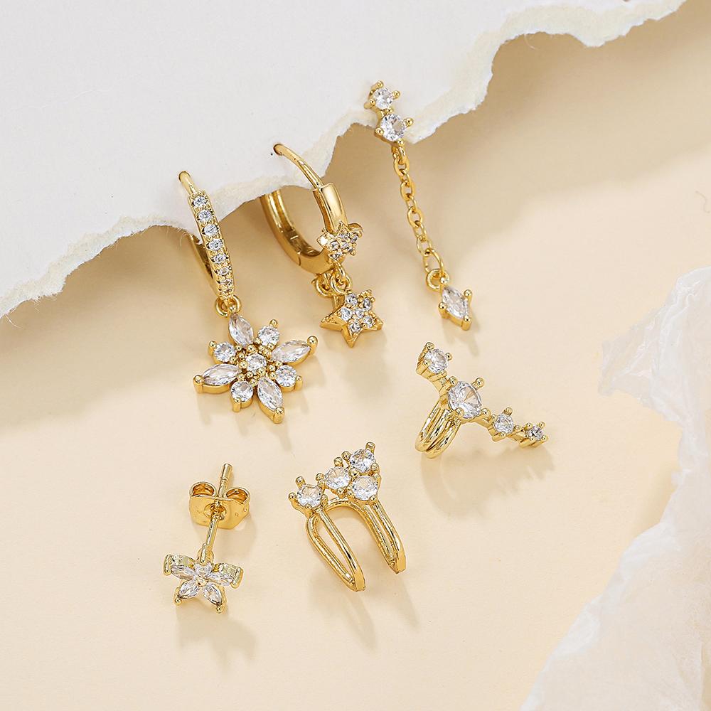 2PCS New Design Gold Color Star Dangle Earrings for Women Luxury Star Pendientes Earring  New In Y2k Jewelry Aretes De Mujer