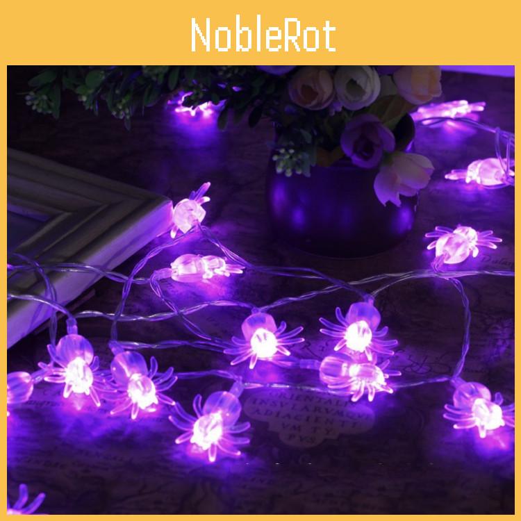 Premium Quality Purple Led String Lights Featuring Bats And Spiders For Halloween