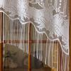 White Lace Fringed Valance Semi Sheer Half Curtain with Hole Easy Hanging for Room Partition Light Filtering Decors