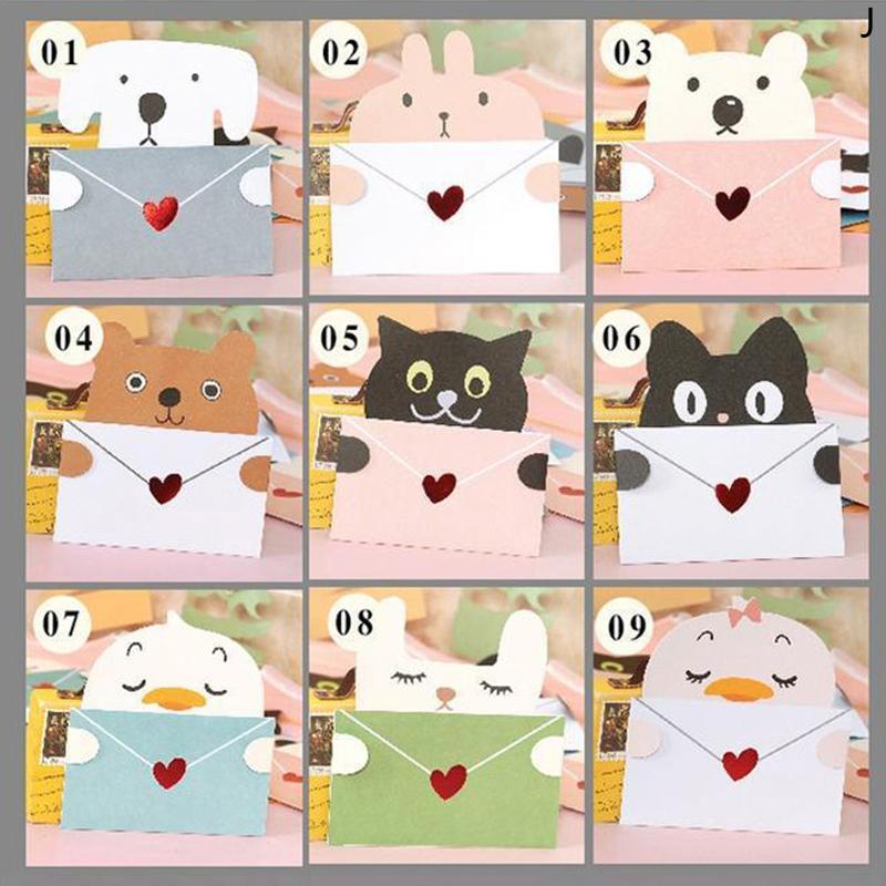 

1/9 шт. Подарункова листівка з милим мультфільмом. Складений конверт. Вітальна листівка. Святкові побажання. Листівки. Тварини. Листівки до дня народження для студентської вечірки. as the picture