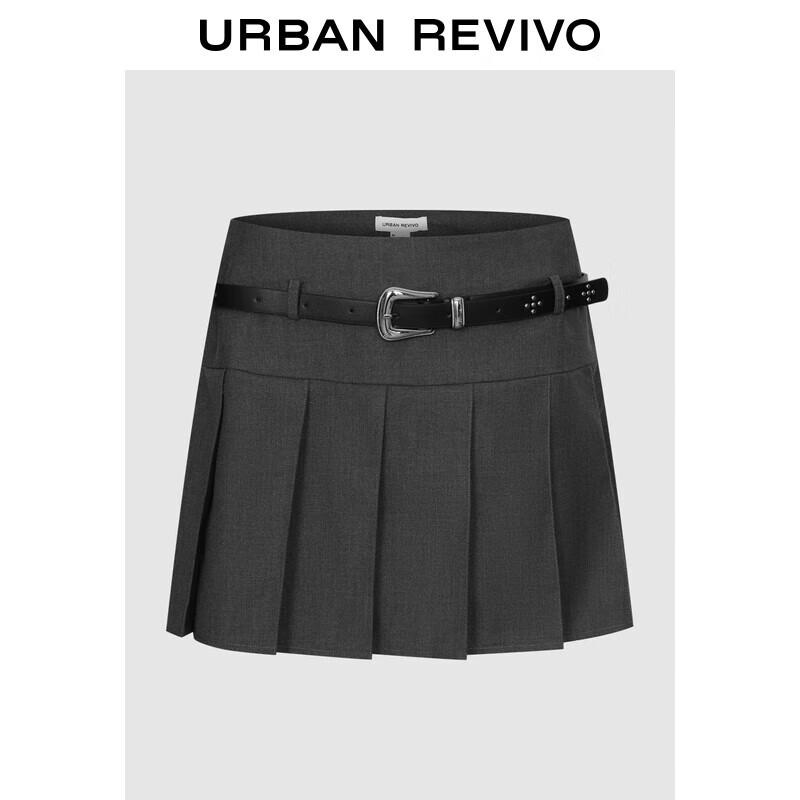 UR 2025 Autumn Women s Pleated Mini Skirt with Belt XS