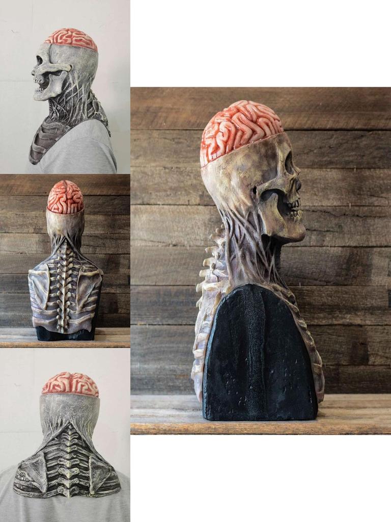 Maschera Biochimica Scheletro Spaventoso Per le Festività di Halloween Copertura Totale Testa in Silicone con Cappello