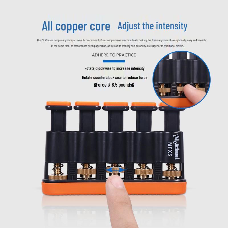Adjustable Five-Finger Piano & Guitar Finger Strength Trainer with Copper Core