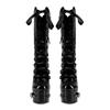 15cm Platform Hollow Boots Square High Heel Patent Leather Cross Tied Ribbon Side Zipper Long Shoes Dark Punk Black Lolita Shoes