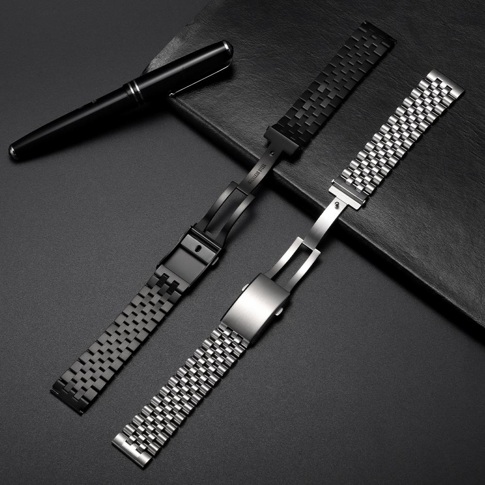 316L Straight End Stainless Steel Strap Quick Release Metal Watch Band 20mm 22mm Solid Buckle Bracelet for Seiko for Jubilee