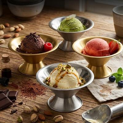 Ice Cream Goblet Stainless Steel Food Grade Dishwasher Safe Stable Ice Cream Cup Suitable For Party Family Bar Cafe