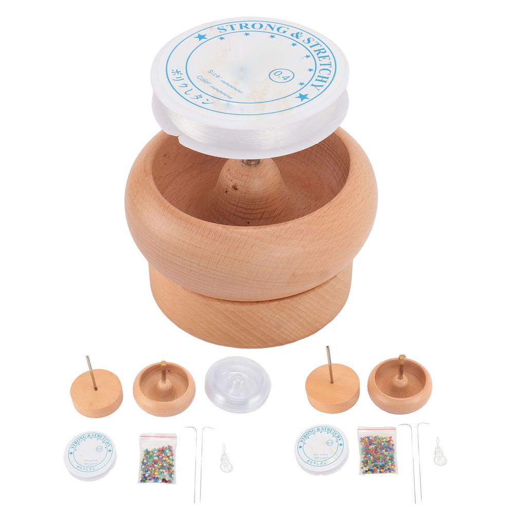 Wooden Bead Spinner Kit for Jewelry Making Effortless Rotating Beads Threader Bracelet Spinner Bowl
