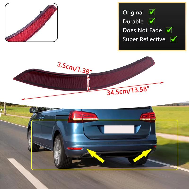 Für Volkswagen VW Sharan 2011~2016 7N0945105B 7N0945106B Auto Stoßfänger Hinten Reflektor Rücklicht Bremslicht Nebel Warnleuchte Rote Linse