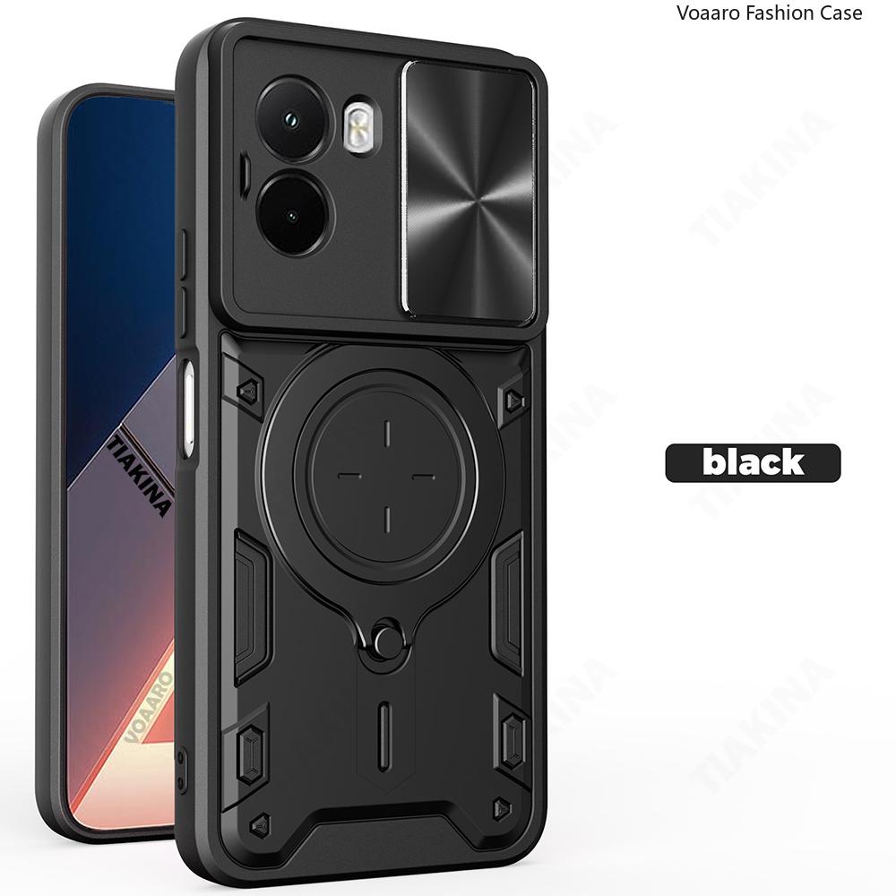 

Slide Lens Armor Funda for Xiaomi POCO M7 4G 169mm Case for POCO M7 Plus 5G Global Case Magnetic Ring Stand Holder Cover Capa for POCO M7 4G 169mm чорний