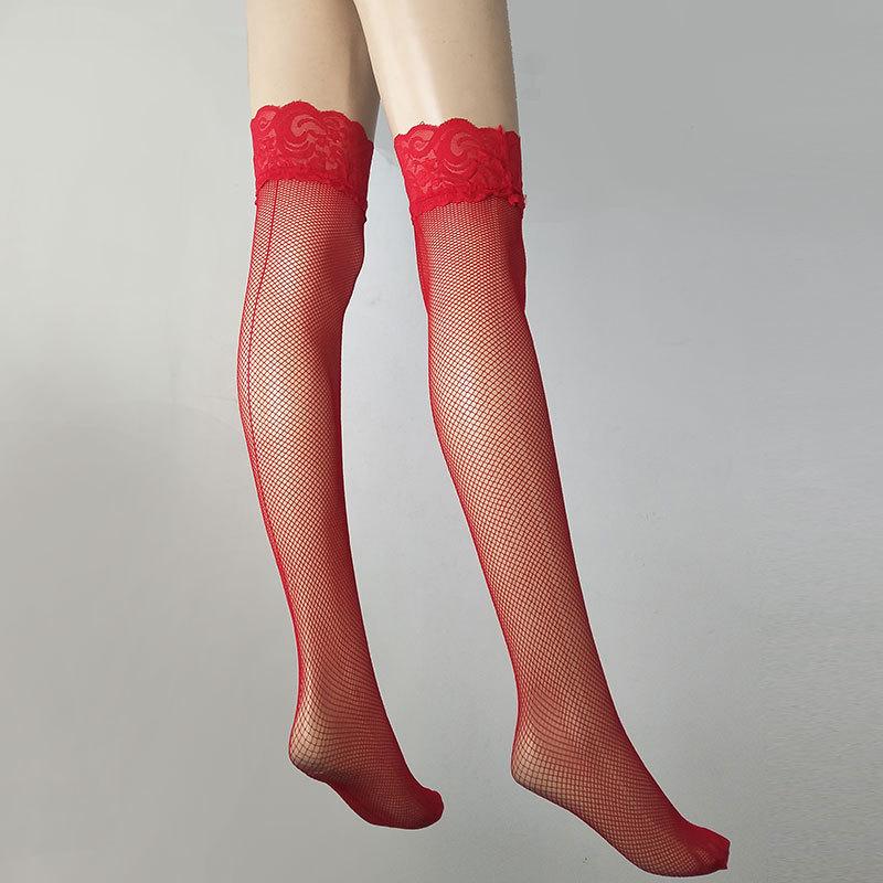 Summer Sexy Black Lace Fishnet Stockings Harajuku Cuban Heel Back Seam Over Knee Nylon Stockings Cosplay Party Summer Underwear