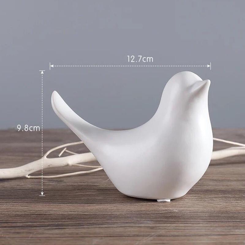 Bird Figurine 4 Sizes Nordic Ceramic Black White Animal Statue Jewelry Home Decoration Living Room Table Sculptural Ornament