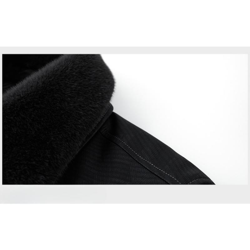 Thickened Genuine Leather Jacket for Men, Sheepskin Lapel Leather Jacket, Warm Casual Down Jacket, Fur Integrated Jacket