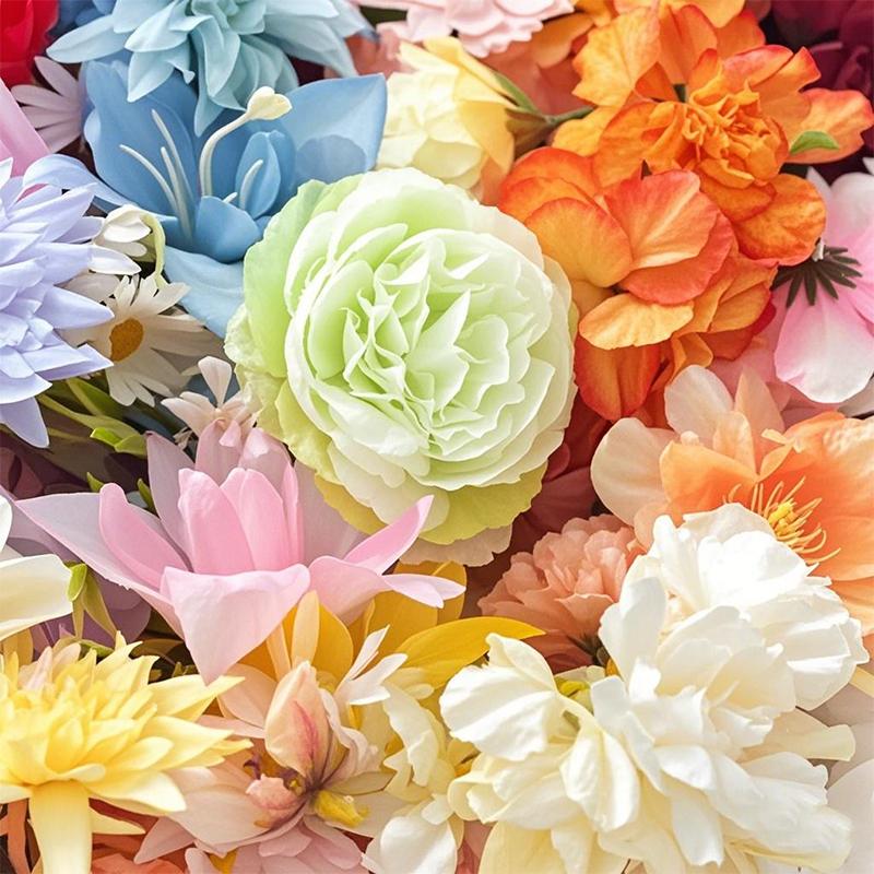 20/52Pcs Random Mix Artificial Flowers Silk Fake Rose Peony Flowers Heads for Home Room Wedding Decor DIY Craft Gifts Accessory