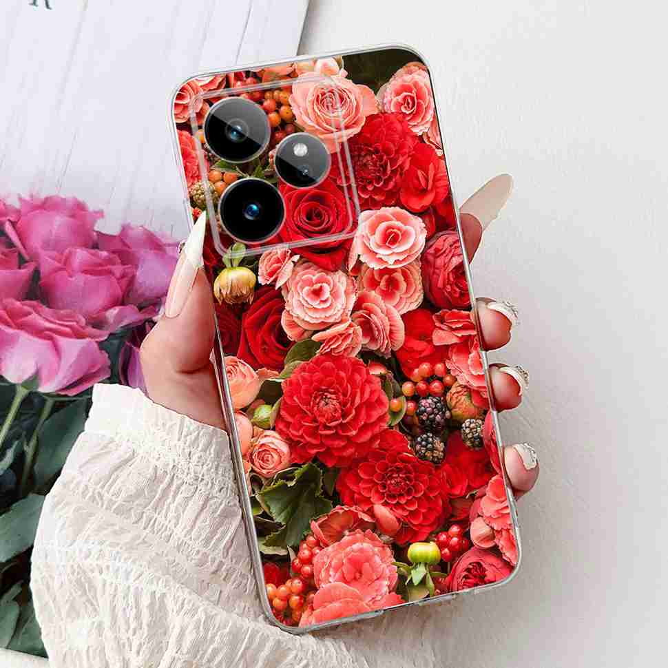 For Realme GT 7 5G 2025 RMX5061 Case Cute Girl New Flowers Soft Silicone TPU Cover For Realme GT7 GT 7T 5G Global Phone Cases