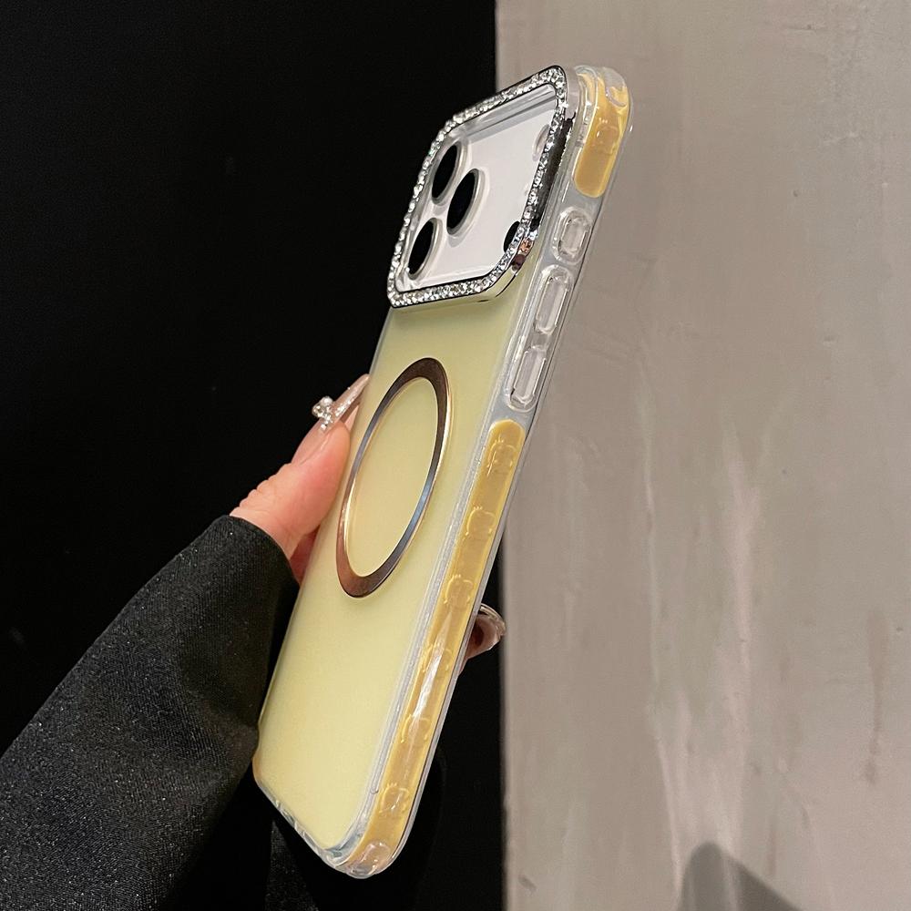 KEYSION Magnetic Jewelled Case for MagSafe for iPhone 16 17 Pro Max Air 16 Plus Transparent Matte TPU+PC Shockproof Phone Cover