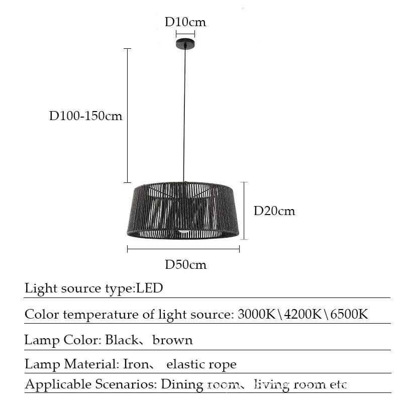 New Chinese style tea room restaurant pendant light tatami study room rope pendant light bar pendant light