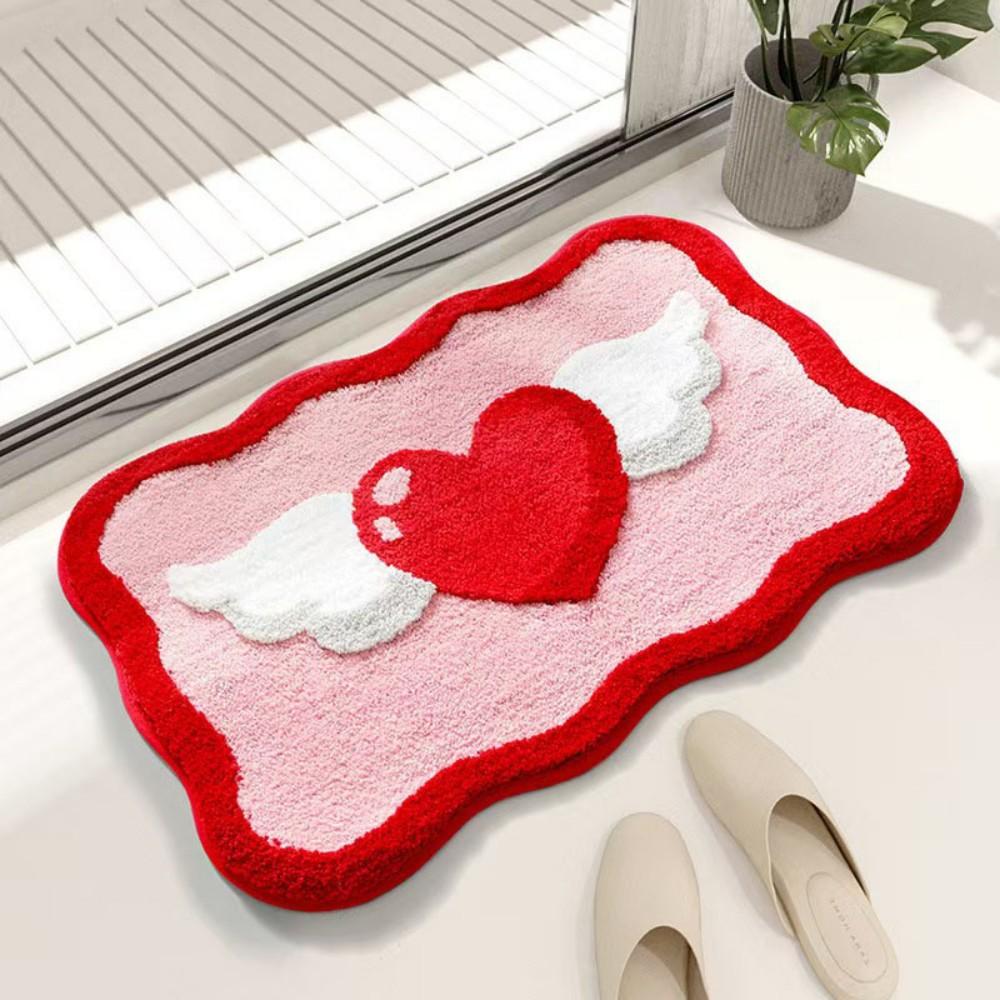 Cute Fun Angel Wings Bathroom Carpet Pink Love Wave Edge Design Bathroom Bedroom Entryway Carpet Ins Style Home Decor