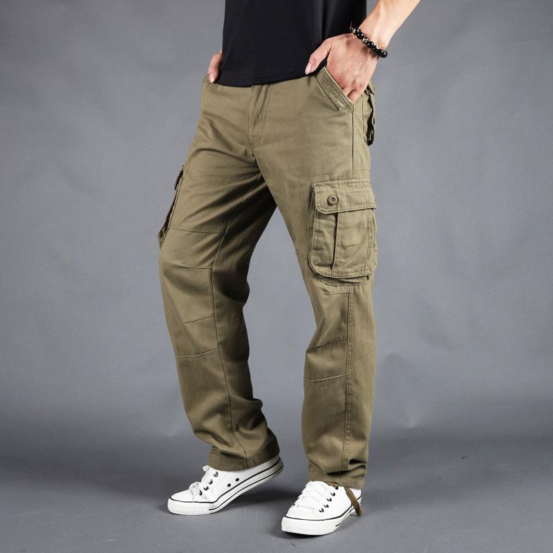 New Casual Trousers Multi-pocket Work Trousers Men's Loose Large Size Casual Trousers Spring and Autumn Thick Section Cotton Trousers