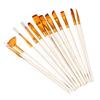 13PCS Artist Paint Brush Set Pearl White Bicolor Nylon Bristles Long Handle Oil Acrylic Paint Brush Watercolor Brush Set